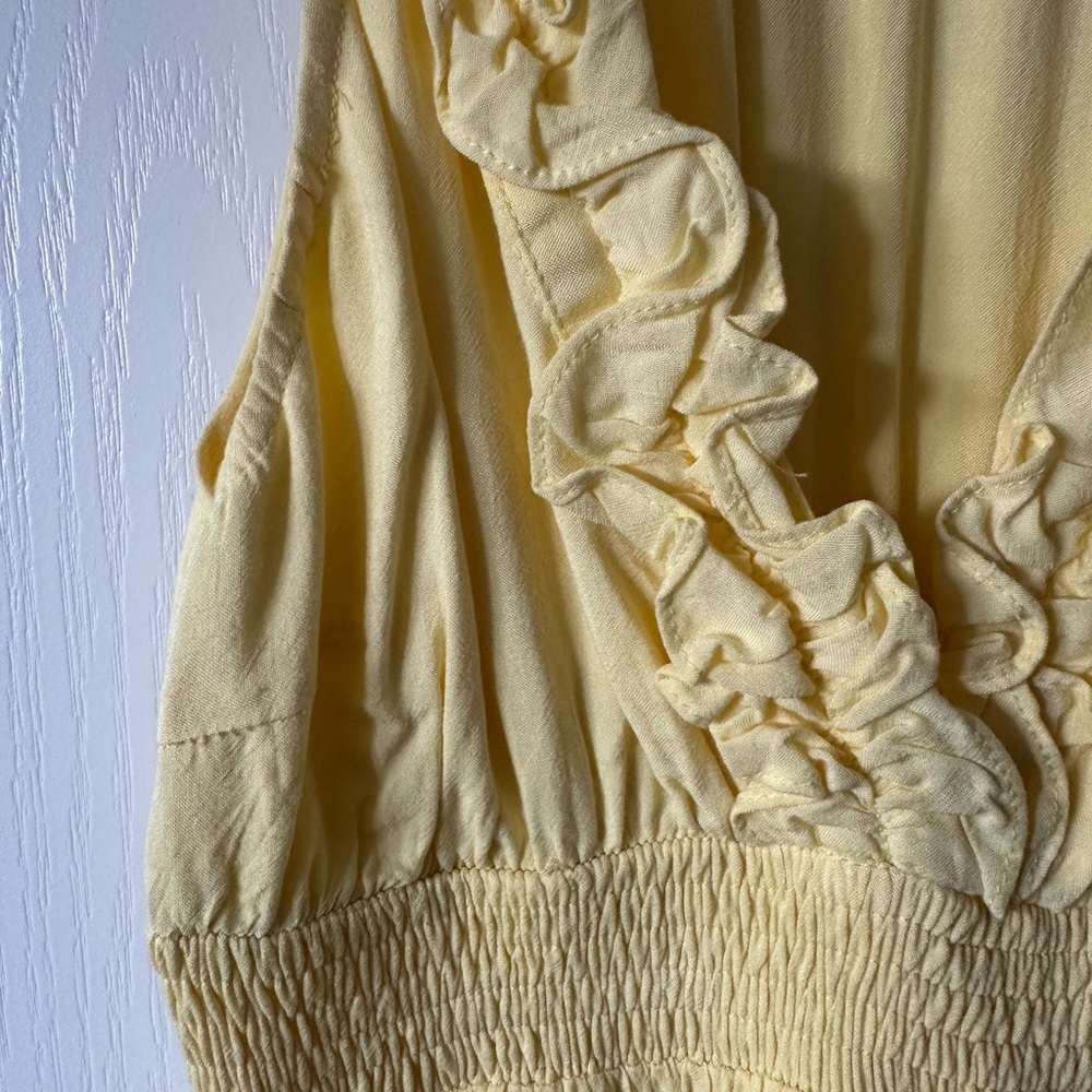Yellow Ruffled Sleeveless Dress